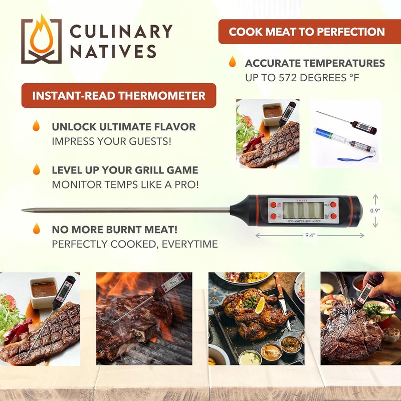 CULINARY NATIVES Smoker Gloves and Meat Claws | No.1 Heat Resistant BBQ Grill Gloves | Meat Shredder Claws | Thermometer | Silicone Smoker Oven Mitts & Pulled Pork Shredders | Barbecue, Grilling, Smoking, Shredding - Image 4